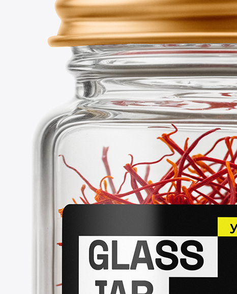 Glass Jar with Saffron Threads Mockup
