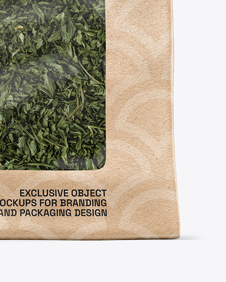 Kraft Pouch w/ Dry Green Tea Mockup