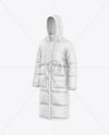 Men's Long Hooded Down Jacket Mockup - Half Side View