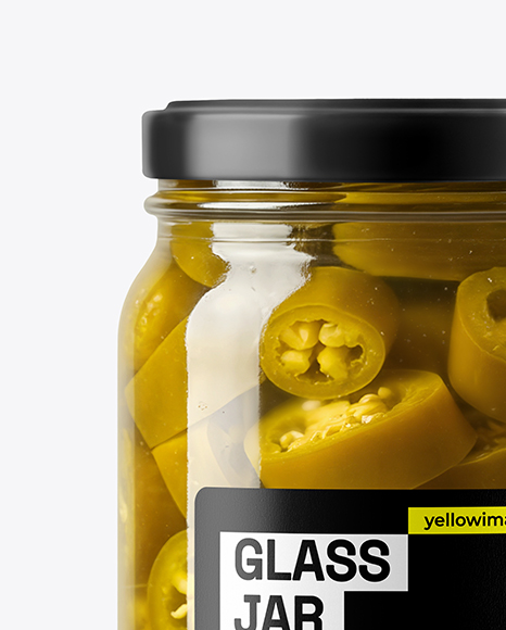 Glass Jar with Pickled Jalapenos Mockup