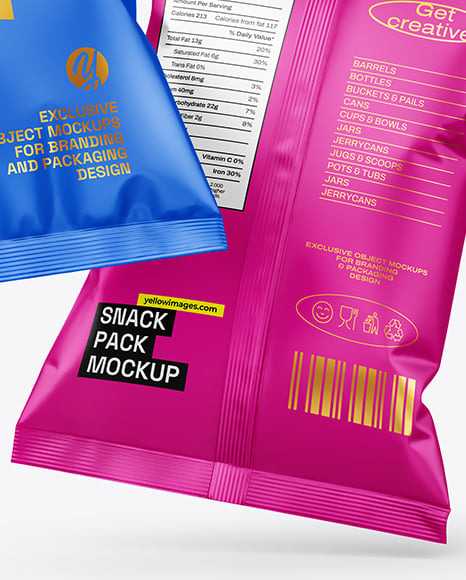 Matte Snack Bags Mockup