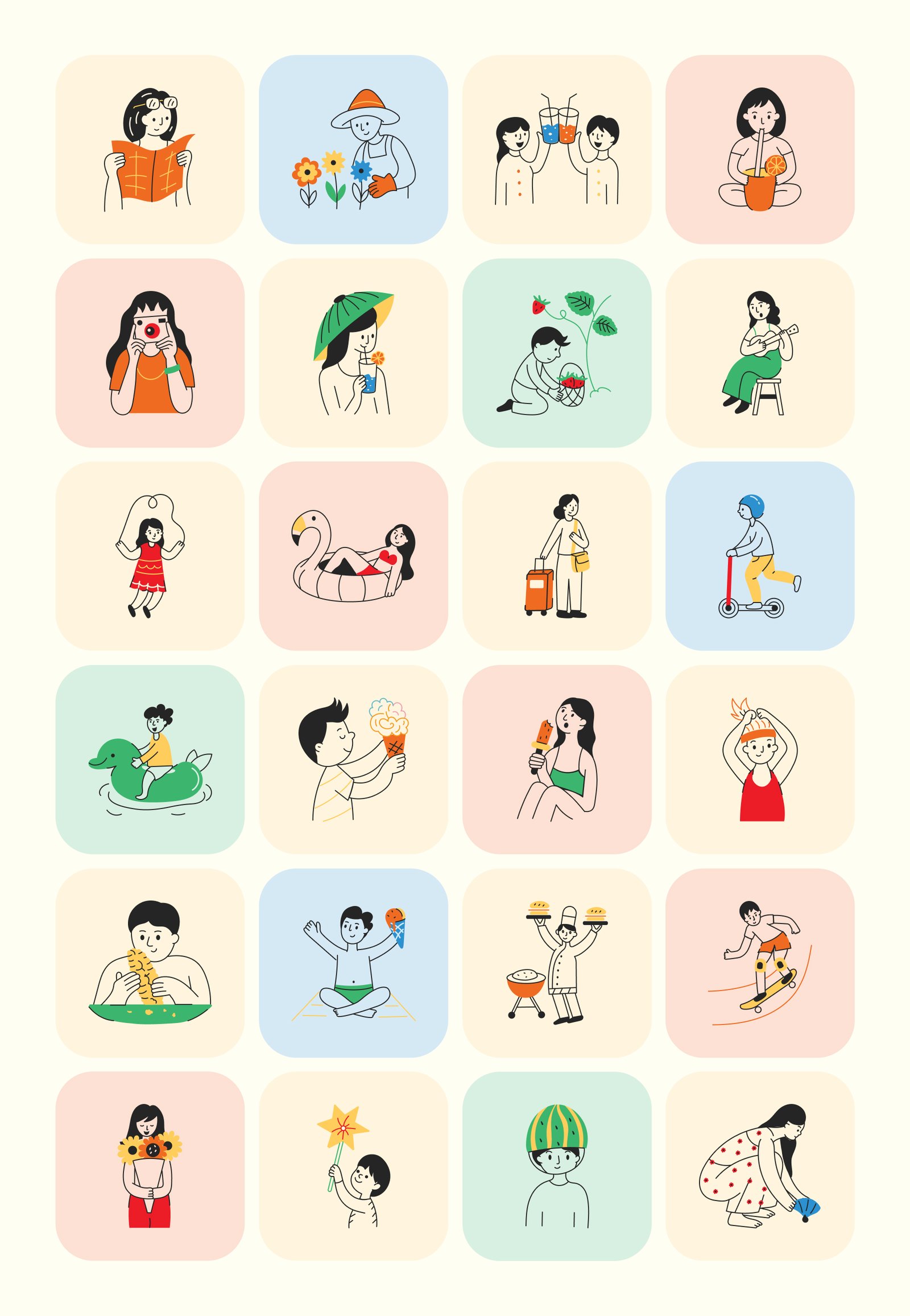 Summer Illustration Art Set