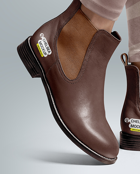 Chelsea Boots on Woman's Legs with Leggins Mockup