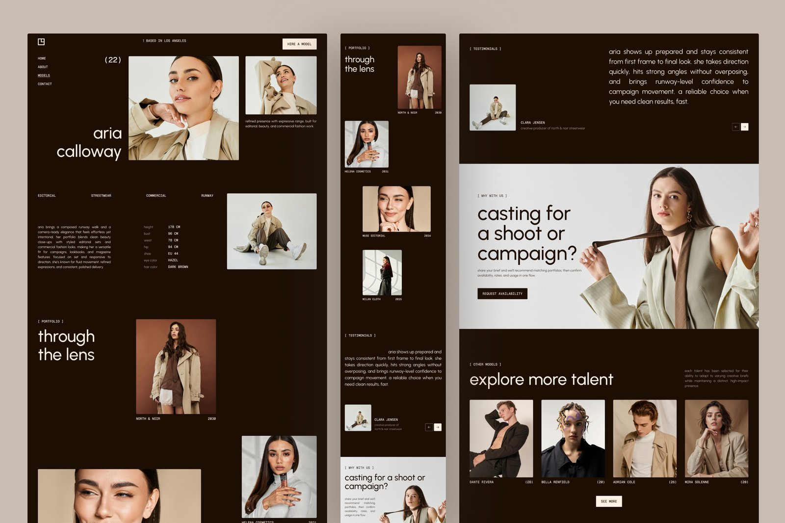 Modelz – Talent &amp; Model Agency Website UI Figma Template