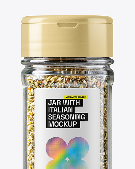 Glass Jar with Italian Seasoning Mockup