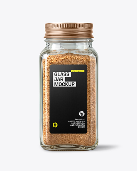 Glass Jar with Ground Nutmeg Mockup - Realistic mockups