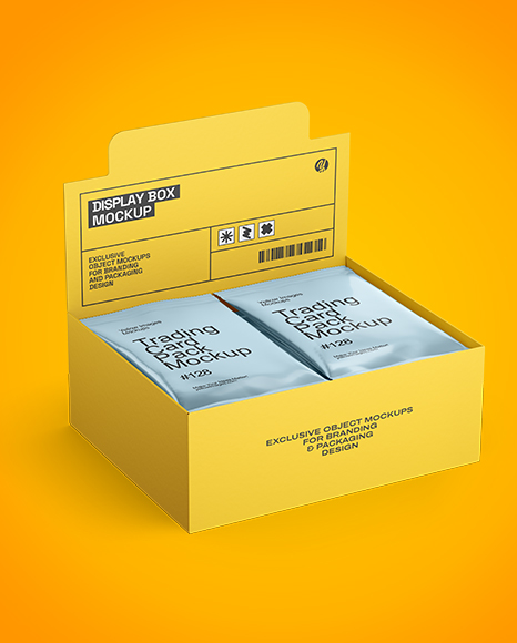 Box with Metallic Trading Card Packs Mockup