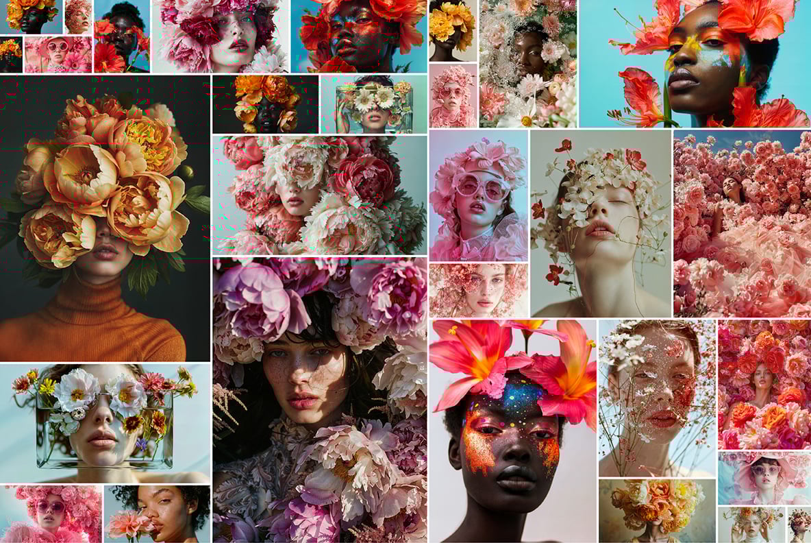 Fashion models in flowers
