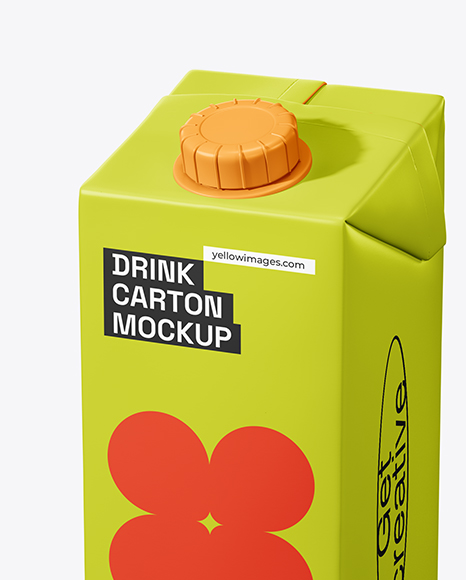 1L Carton Drink Box Mockup - Half Side view