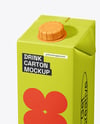 1L Carton Drink Box Mockup - Half Side view