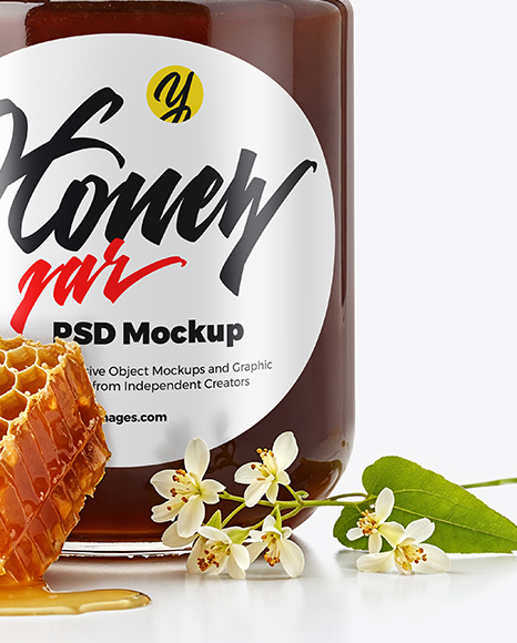Clear Glass Jar with Buckwheat Honey Mockup