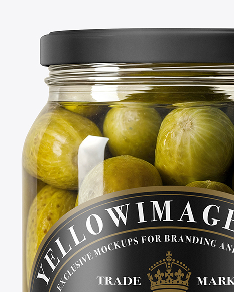 Glass Jar with Wholes Pickles Mockup
