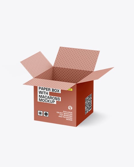 Opened Box With Macarons Mockup