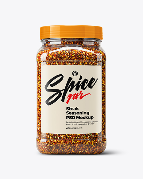 Plastic Jumbo Jar with Steak Seasoning Mockup - Realistic mockups