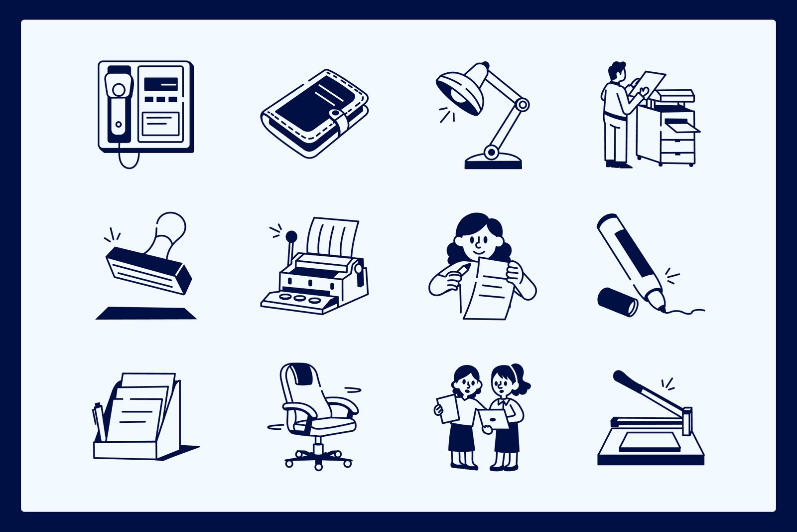 Office Work Drawing Art Set