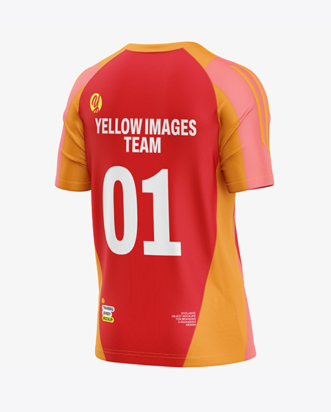 Training Short Sleeve Jersey Mockup - Back Half Side View