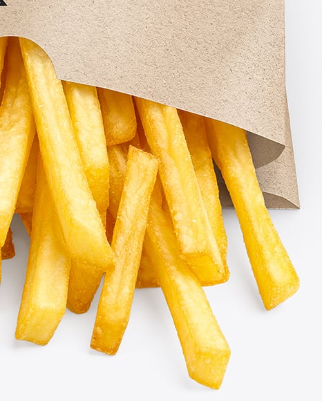 Kraft Paper Bag with French Fries Mockup