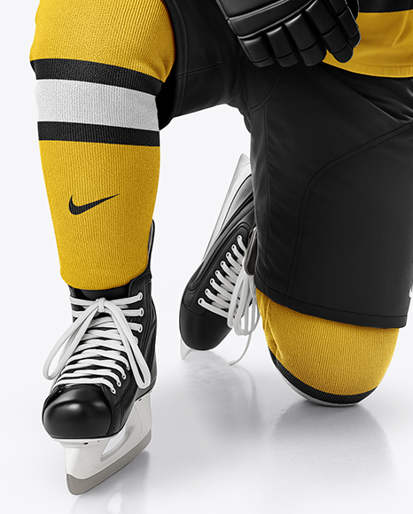 Man Wearing Full Ice Hockey Kit Mockup