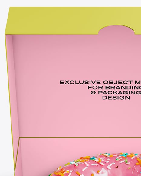 Opened Box With Donut Mockup