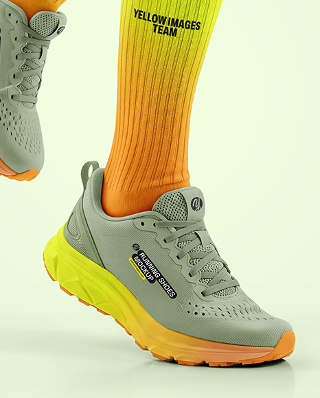 Running Shoes on Women's Legs Mockup