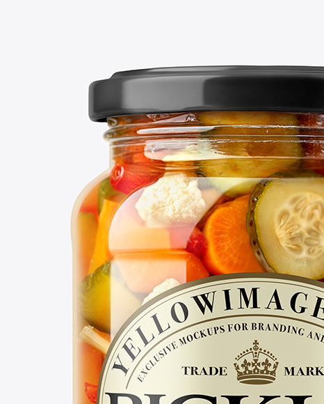 Glass Jar with Giardiniera Pickled Vegetables Mockup