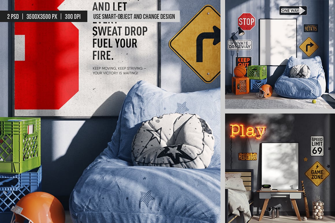 Poster in a Teenager&#039;s Room Mockup
