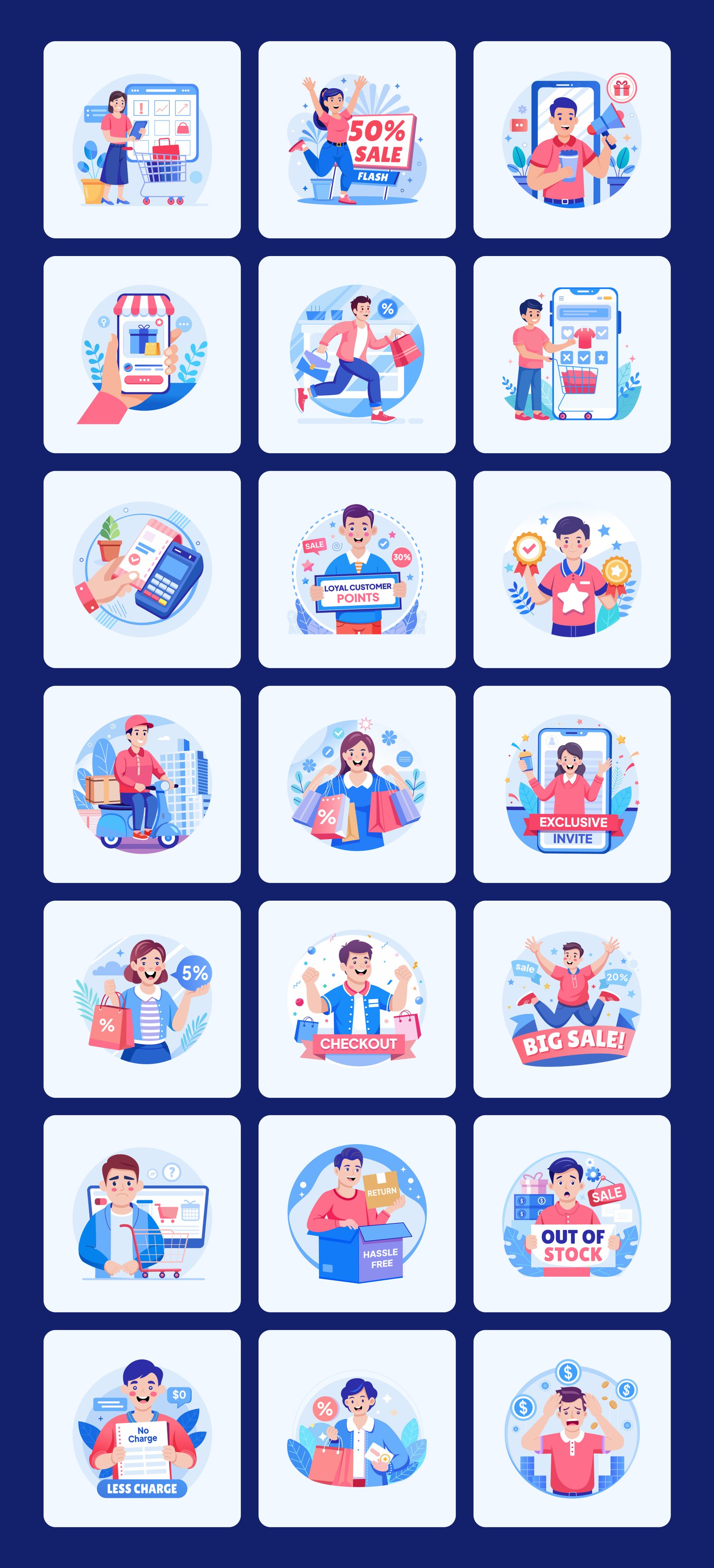Ecommerce Shopping Illustration Set