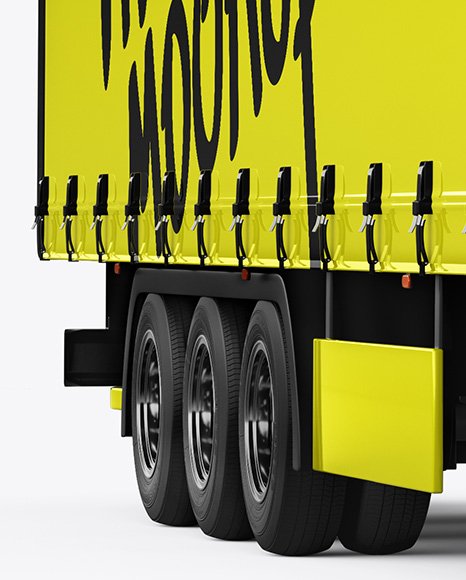 Semi Trailer Truck Mockup - Front Half Side View