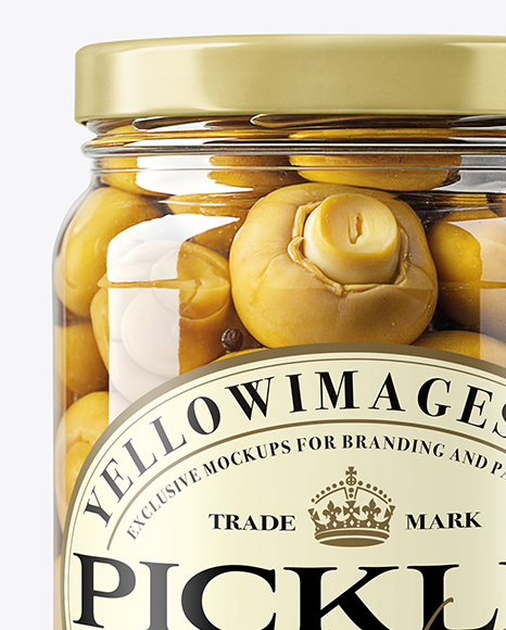 Glass Jar with Champignons Mockup