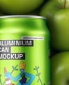 12oz Drink Can on a Stack of Green Apples Mockup