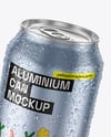 500ml Aluminium Can With Water Drops Mockup