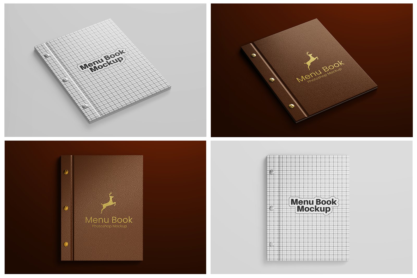 Menu Book Mockup Set - Leather Cover