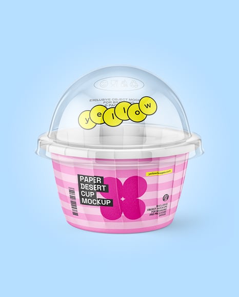 Paper Cup with Clear Plastic Dome Cap Mockup