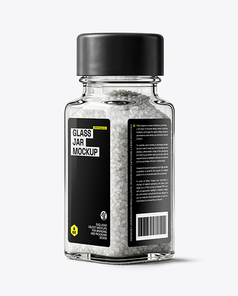 Square Glass Jar with Coarse Sea Salt Mockup - Realistic mockups