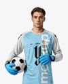 Soccer Goalkeeper Wearing Long Sleeve Jersey and Shorts Mockup
