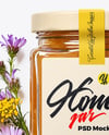 Square Jar with Wildflower Honey Mockup