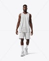 Black Man Wearing Full Basketball Kit Mockup