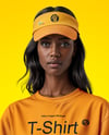 Black Woman Wearing Oversized T-Shirt and Sun Visor Mockup