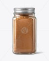 Clear Glass Square Jar with Ground Nutmeg Mockup