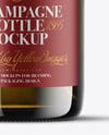 Antique Green Glass Champagne Bottle Mockup