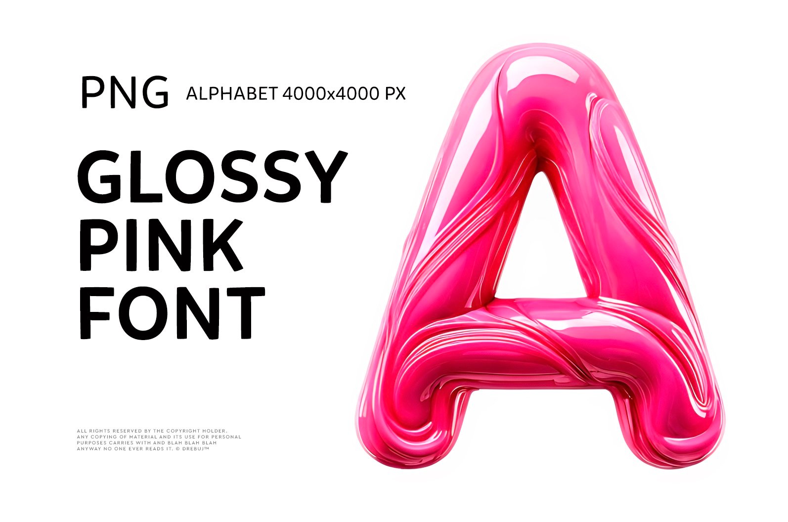 Glossy Pink Glue Font: Geometric 3D Alphabet PNG