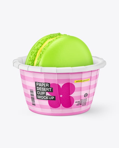 Paper Cup with Macaron Cookie Mockup