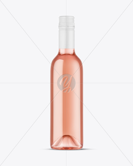 Clear Glass Rose Wine Bottle Mockup