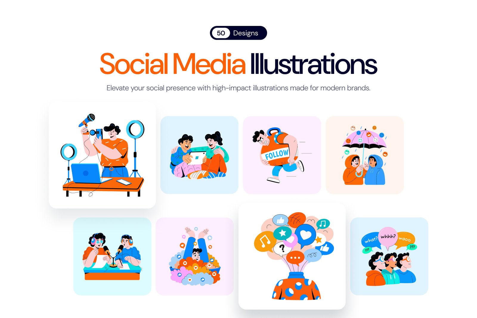 Social Media Illustration Art Set