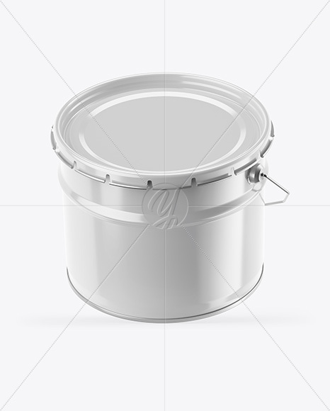 Glossy Tin Can w/ Metallic Handle Mockup