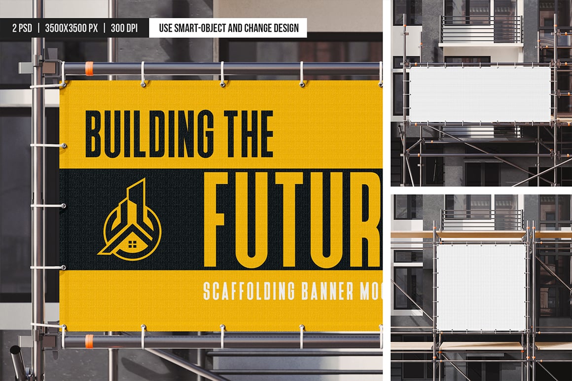 Advertising Scaffolding Banner Mockup