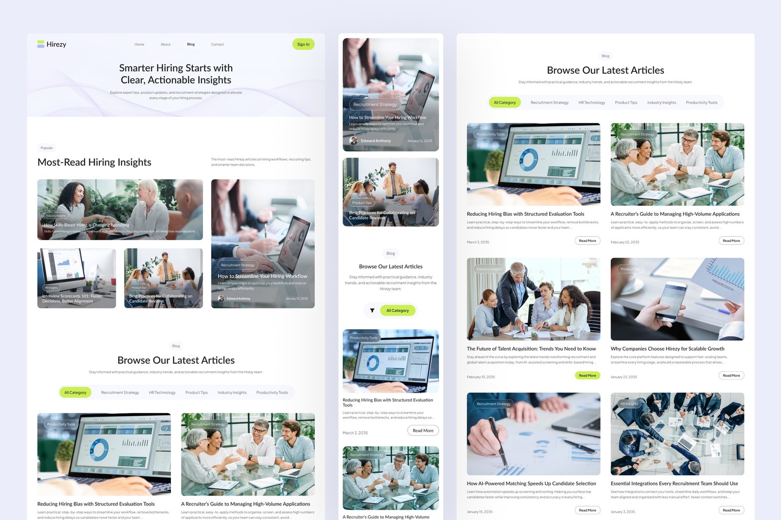 Hirezy – Recruitment SaaS Website UI Figma Template