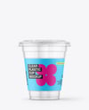 Clear Plastic Dessert Cup with Fork Mockup