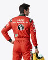 Man Wearing Racing Kit with Helmet Mockup