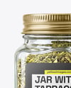 Square Glass Jar with Dried Tarragon Mockup